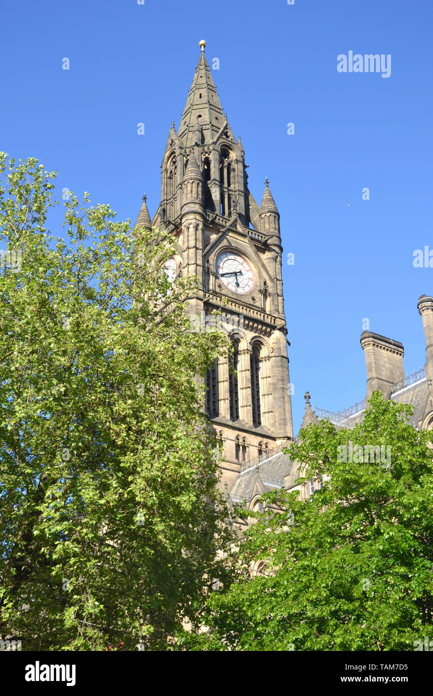 The clock tower of the Victorian, Manchester Town Hall, Manchester