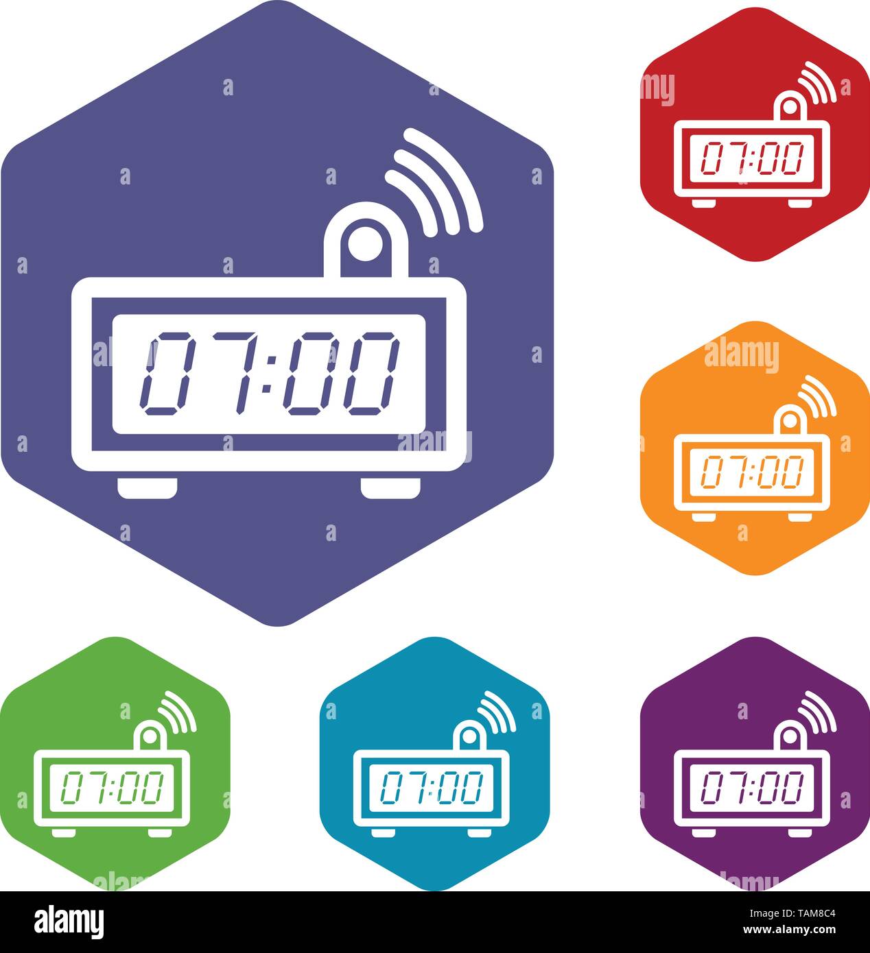 Electronic alarm clock icons vector hexahedron Stock Vector