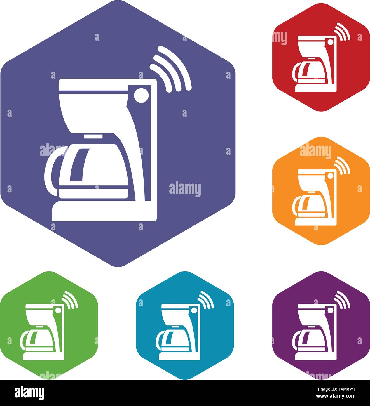 Coffee maker icons vector hexahedron Stock Vector