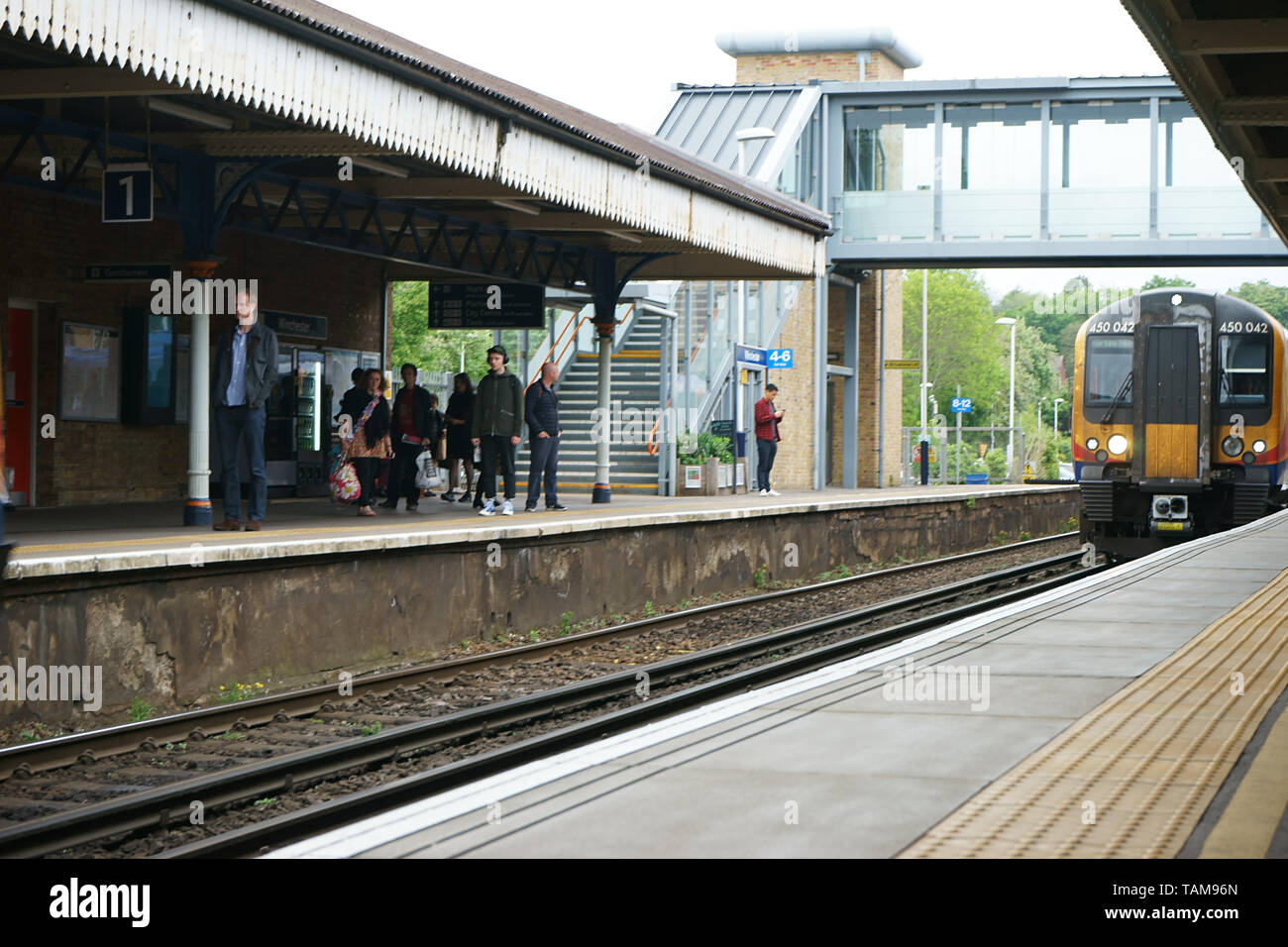 Winchester, Hampshire, UK. South west Train station Stock Photo