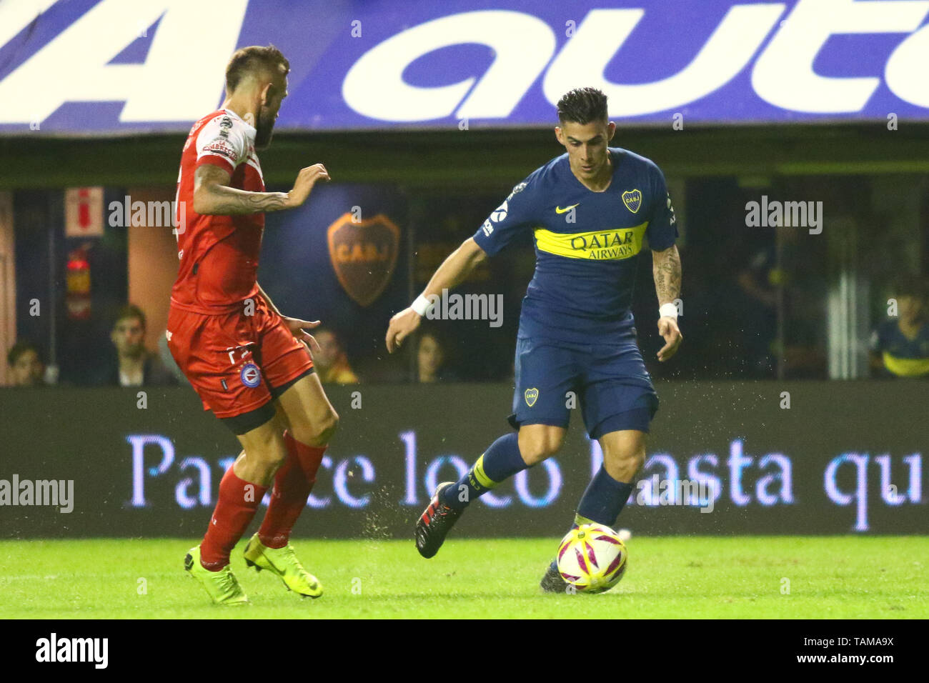 BUENOS AIRES, 26.05.2019: Cristian Pavon during the match between Boca Juniors and Argentinos Juniors and for semifinal match of Copa Superliga Argent Stock Photo