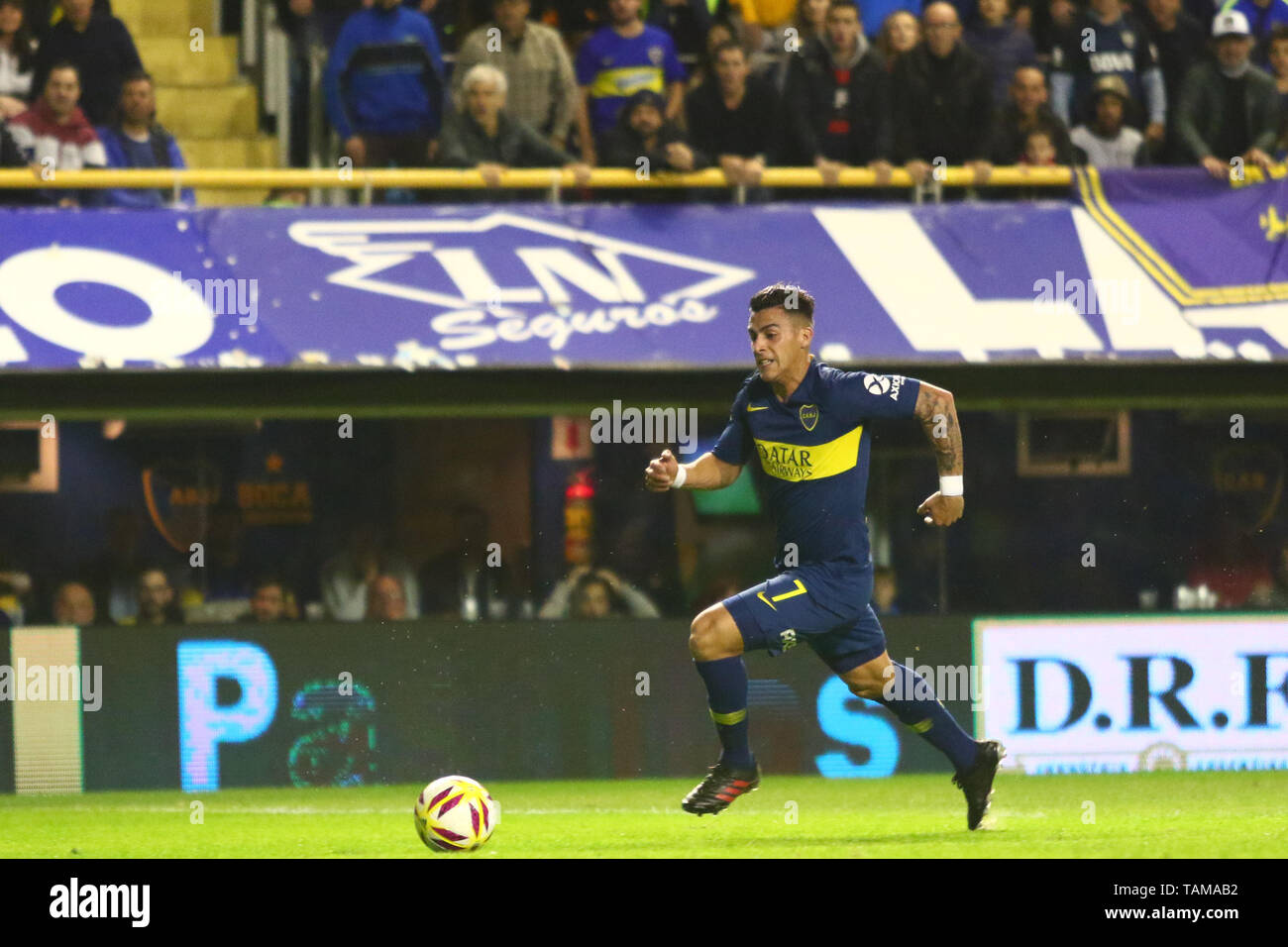 BUENOS AIRES, 26.05.2019: Cristian Pavon during the match between Boca Juniors and Argentinos Juniors and for semifinal match of Copa Superliga Argent Stock Photo
