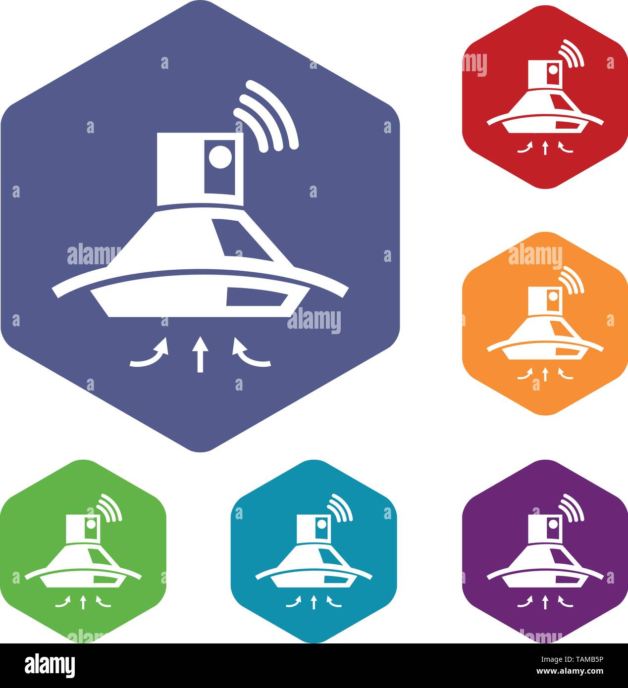 Kitchen hood icons vector hexahedron Stock Vector