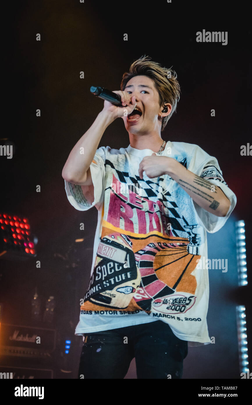 Switzerland, Zurich - May 24, 2019. The Japanese rock band One Ok Rock  performs a live concert at X-tra in Zurich. Here singer Takahiro Moriuchi  is seen live on stage. (Photo credit: