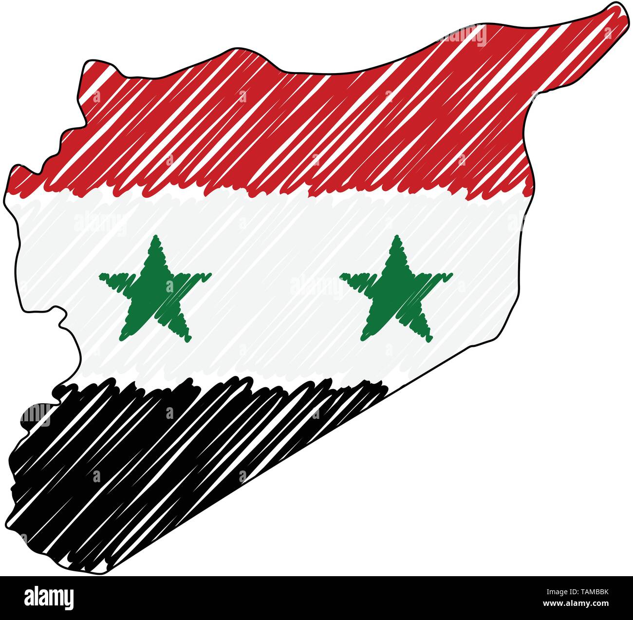 Syria map hand drawn sketch Vector - Syria Map Hand Drawn Sketch Vector Concept Illustration Flag Childrens Drawing Scribble Map Country Map For Infographic Brochures And TAMBBK 