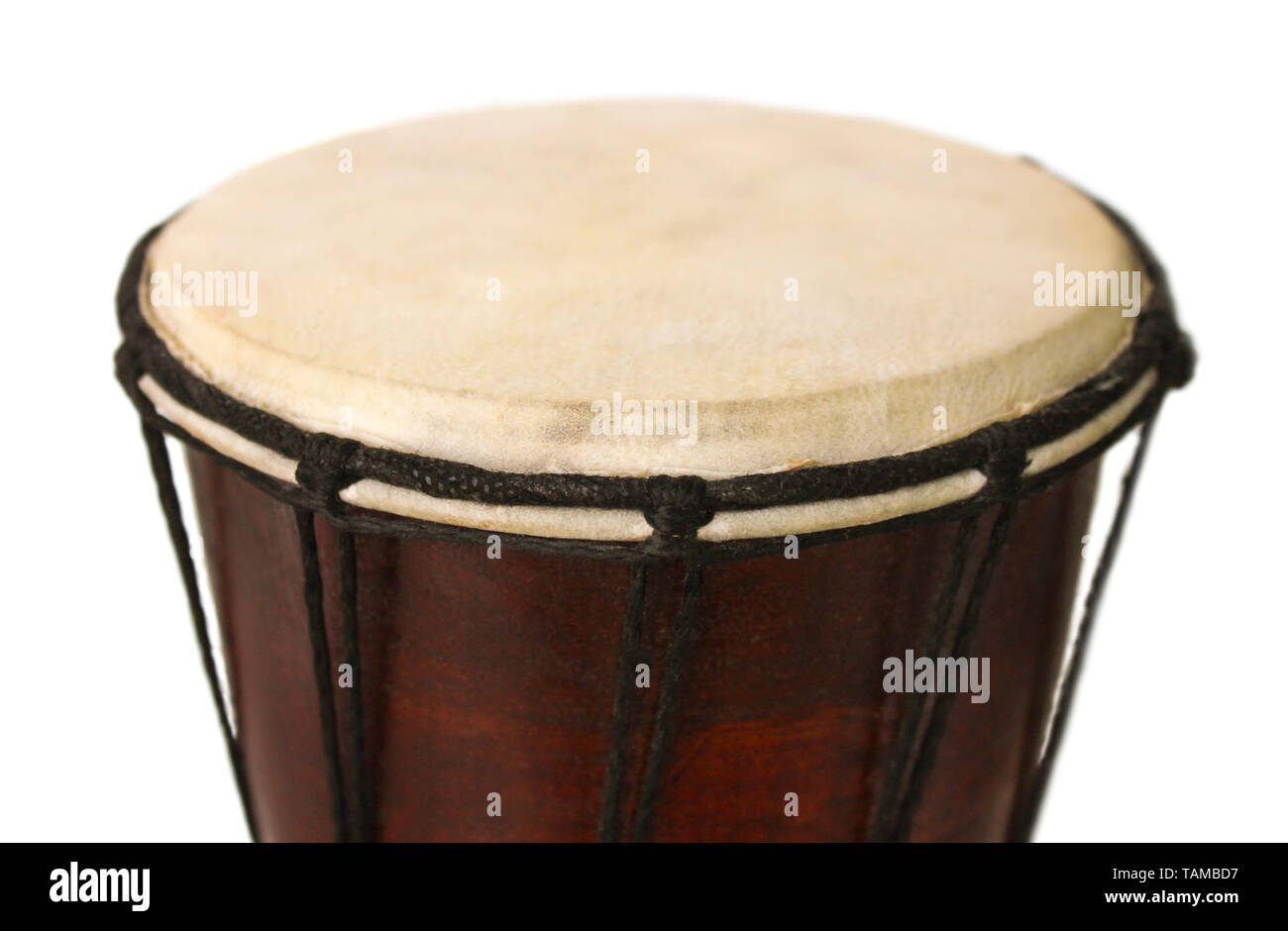 African National drum closeup on white background Stock Photo