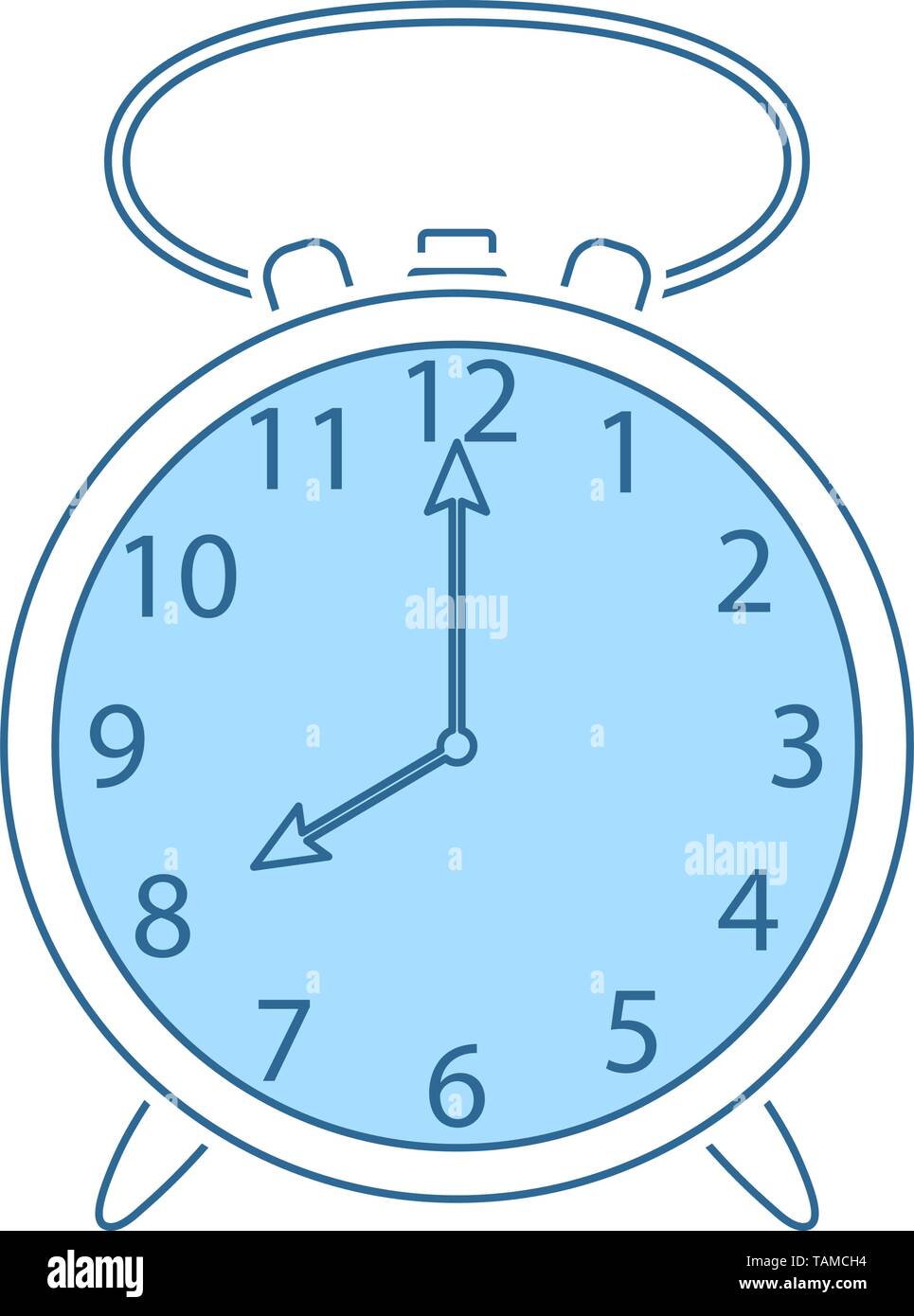 Alarm Clock Icon. Thin Line With Blue Fill Design. Vector Illustration ...