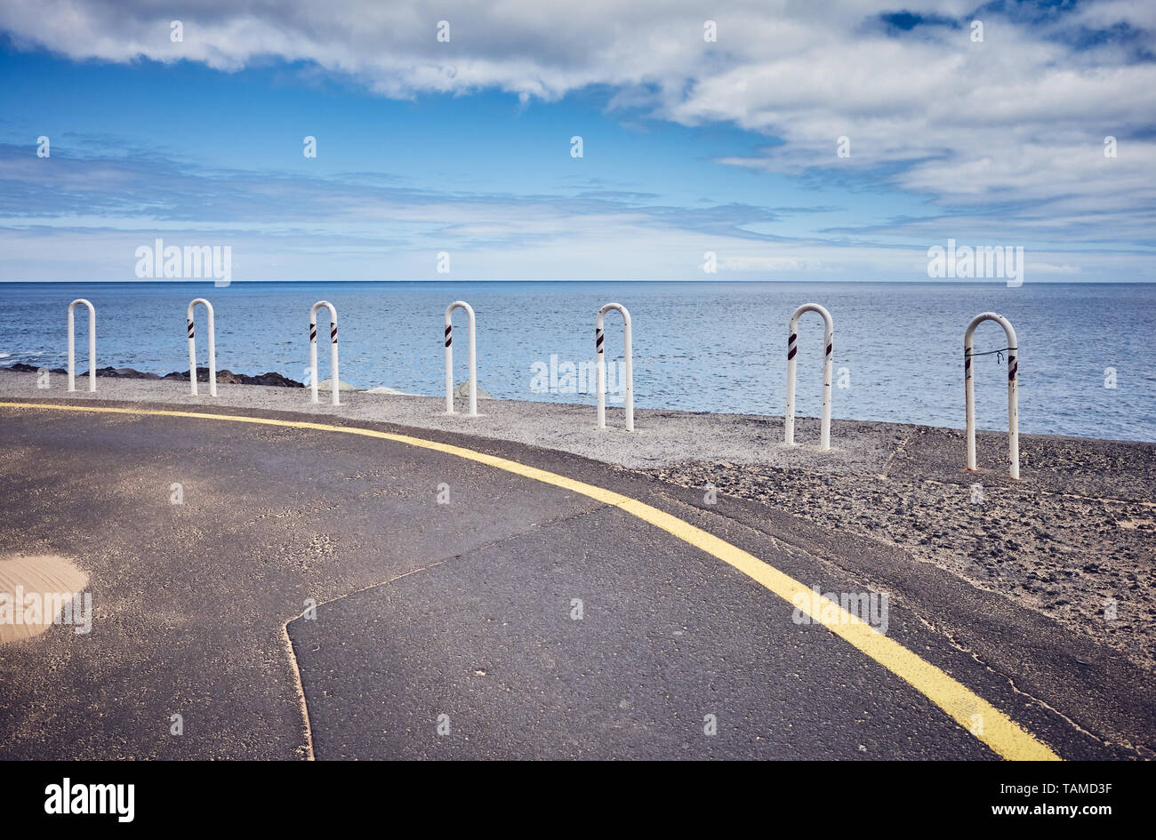 Ocean drive road, travel concept, color toning applied, Tenerife, Spain. Stock Photo