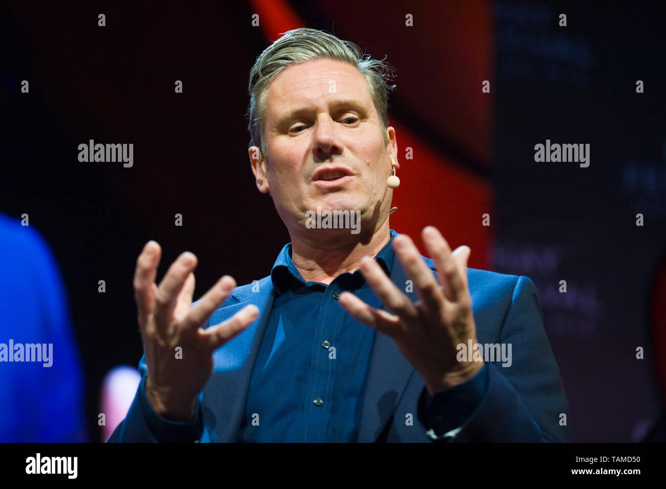 Sir Keir Starmer MP British Labour Party politician and barrister speaking on stage at Hay Festival Hay-on-Wye Powys Wales UK Stock Photo