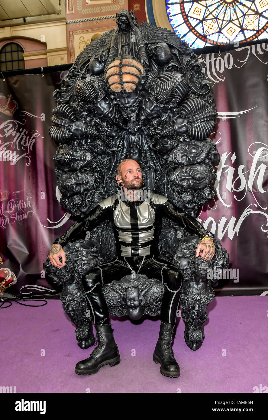 London, UK. 26th May, 2019. Designer Leanne Jane of Libidex showcases it  latest collestion - Latex Fashion Show at The Great British Tattoo Show, on  26 May 2019, London, UK. Credit: Picture