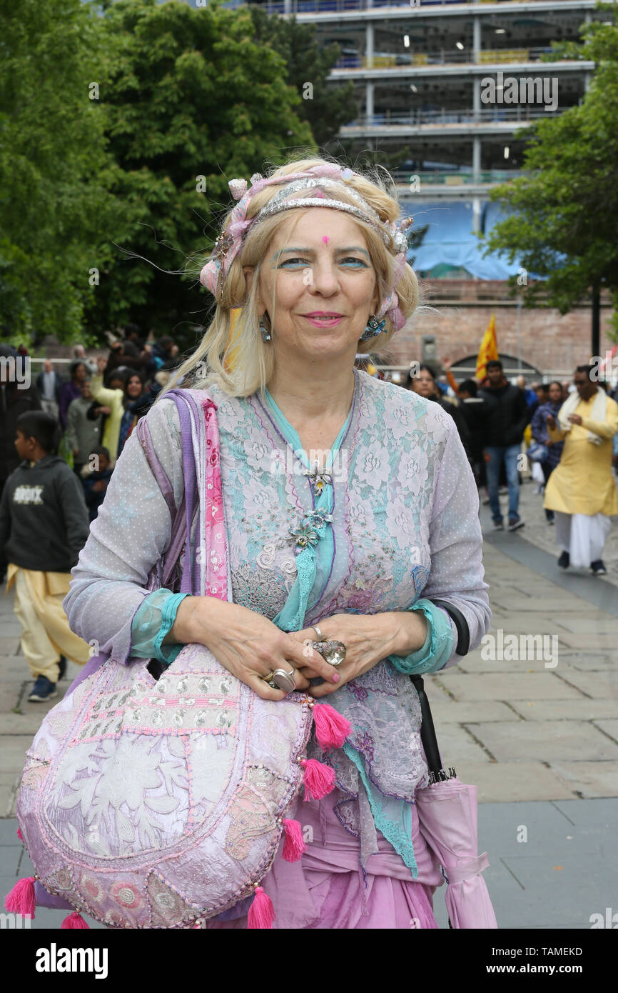 Manchester, UK, 26th May, 2019. The Indian chariot festival of Lord Jagenath takes place in the city.  Manchester. Credit: Barbara Cook/Alamy Live News Stock Photo