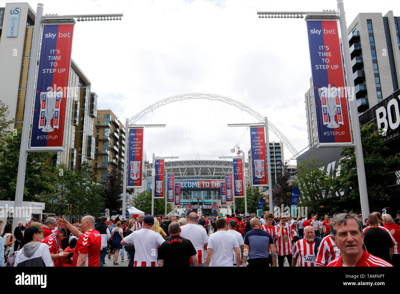 Fans flock the stadium during the EFL Sky Bet League 1 Play-Off Final match between Charlton Athletic and Sunderland at Wembley Stadium, London, England on 26 May 2019. Photo by Carlton Myrie.  Editorial use only, license required for commercial use. No use in betting, games or a single club/league/player publications. Stock Photo