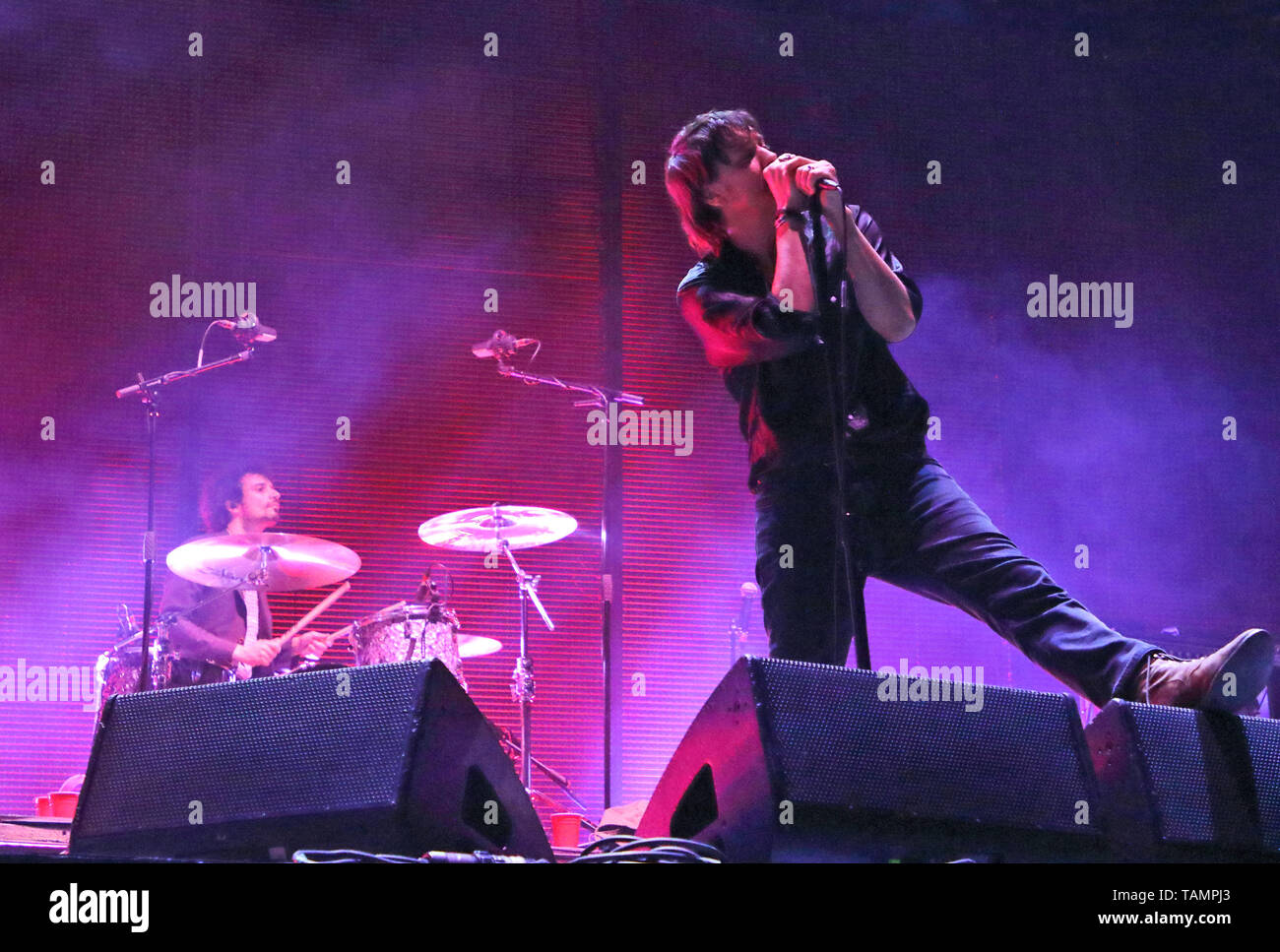 The Strokes - lead singer Julian Casablancas seen performing live on ...