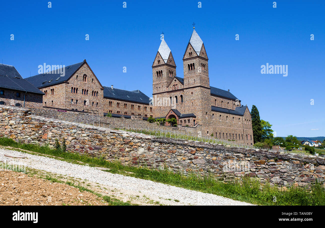Saint Hildegard monestary, Benedictine abbey at Eibingen, Ruedesheim, Unesco world heritage site, Upper Middle Rhine Valley, Rheingau, Hesse, Germany Stock Photo