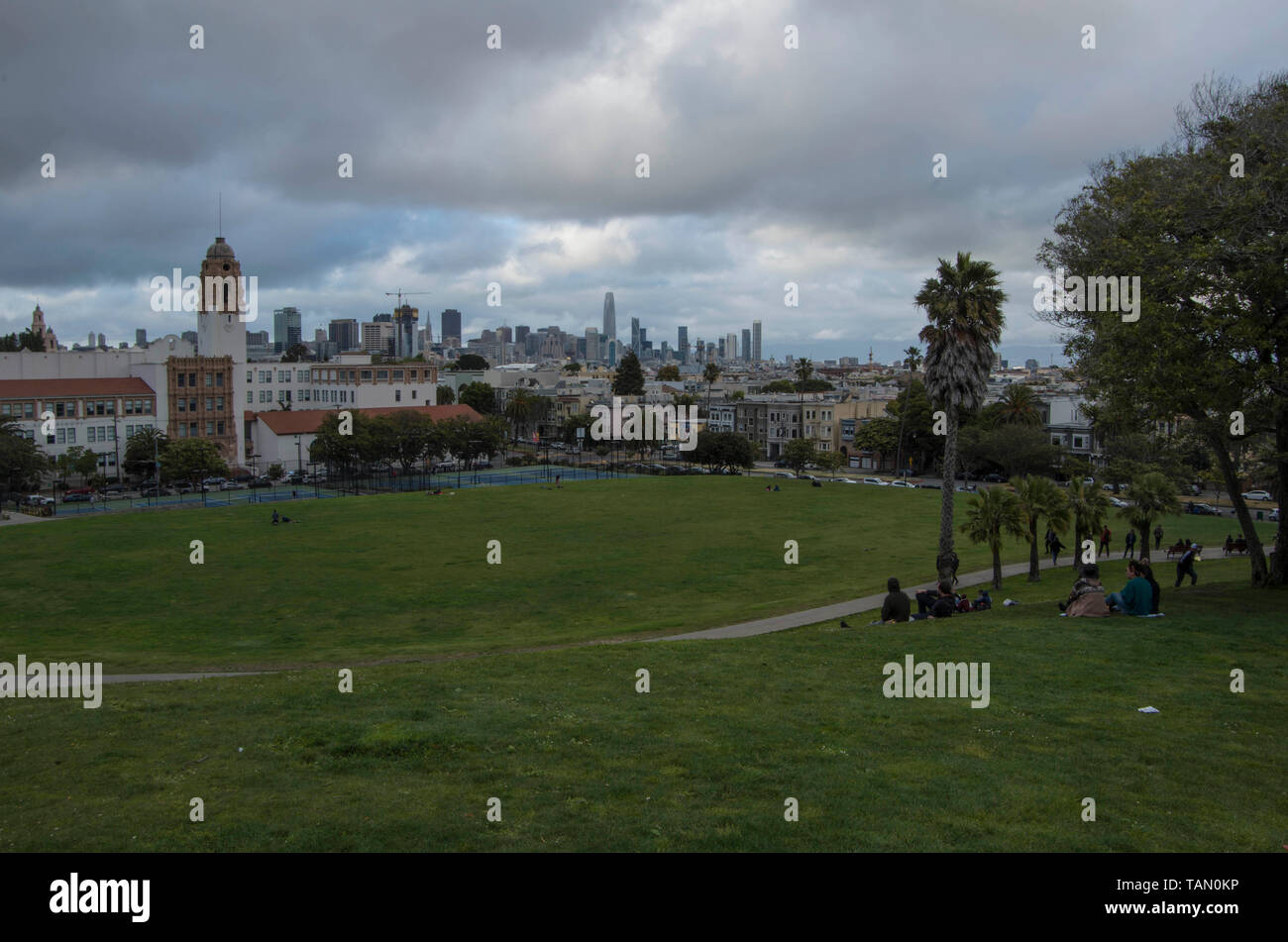 Mission Dolores Park offers a stunning view of the San Francisco