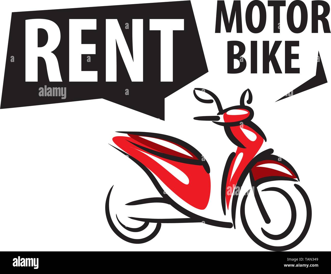 Motorcycle logo for rent. Vector illustration on white background Stock