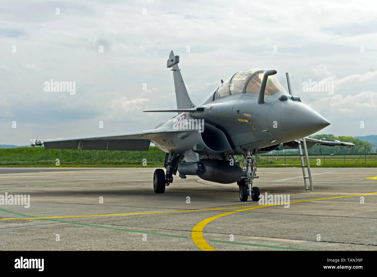 French Air Force Dassault Rafale B 4-FU SPA 81 fighter aircraft, static display on the Payerne military, Payerne, Switzerland Stock Photo