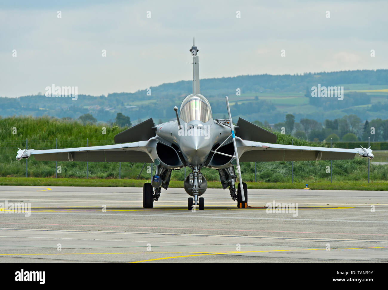 French Air Force Dassault Rafale B 4-FU SPA 81 fighter aircraft, static display on the Payerne military, Payerne, Switzerland Stock Photo