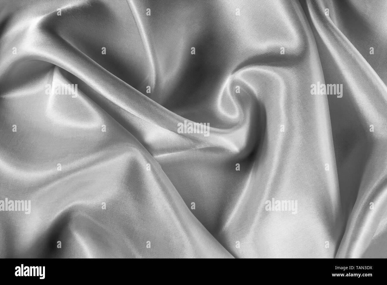 Silk textile folds, black and white Stock Photo