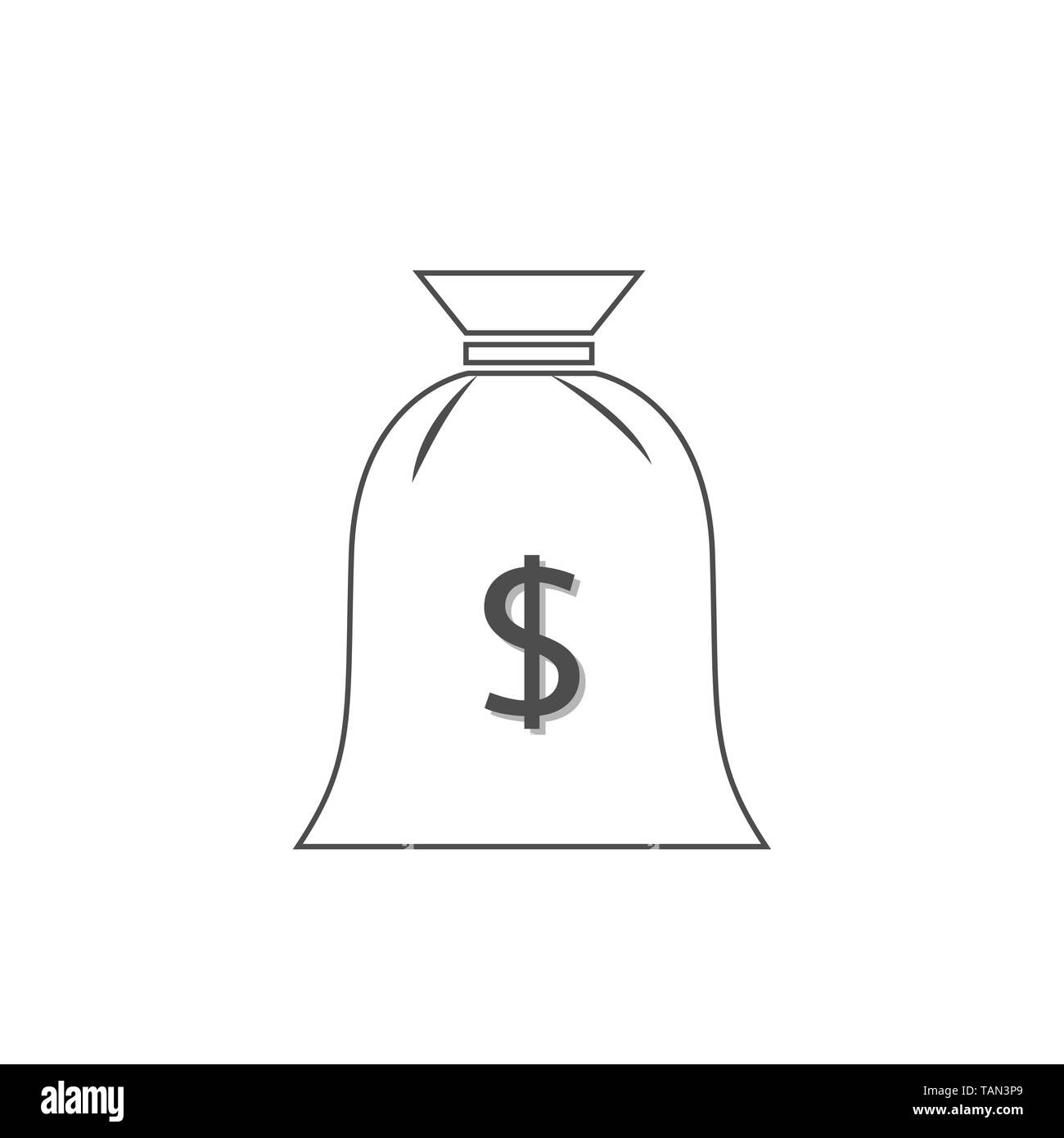Outline Bag with dollar sign. Money sack, Vector illustration Stock ...