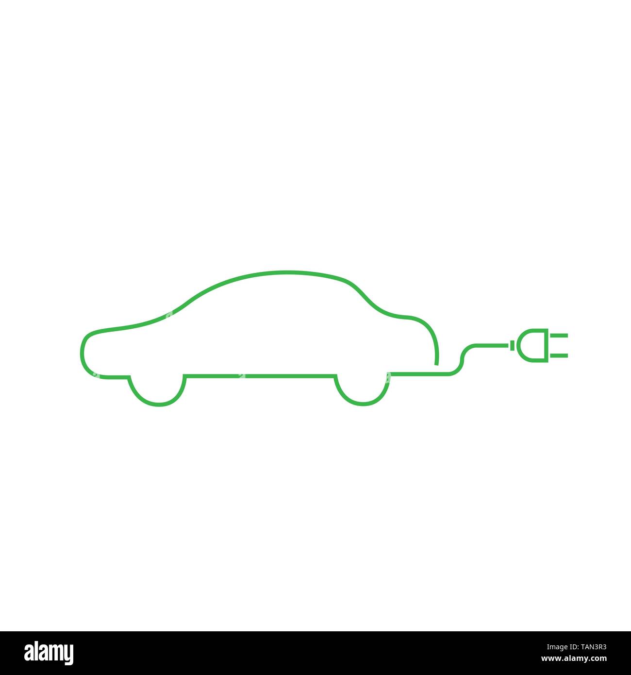 Outline Electric car thin line icon. Vector illustration Stock Vector