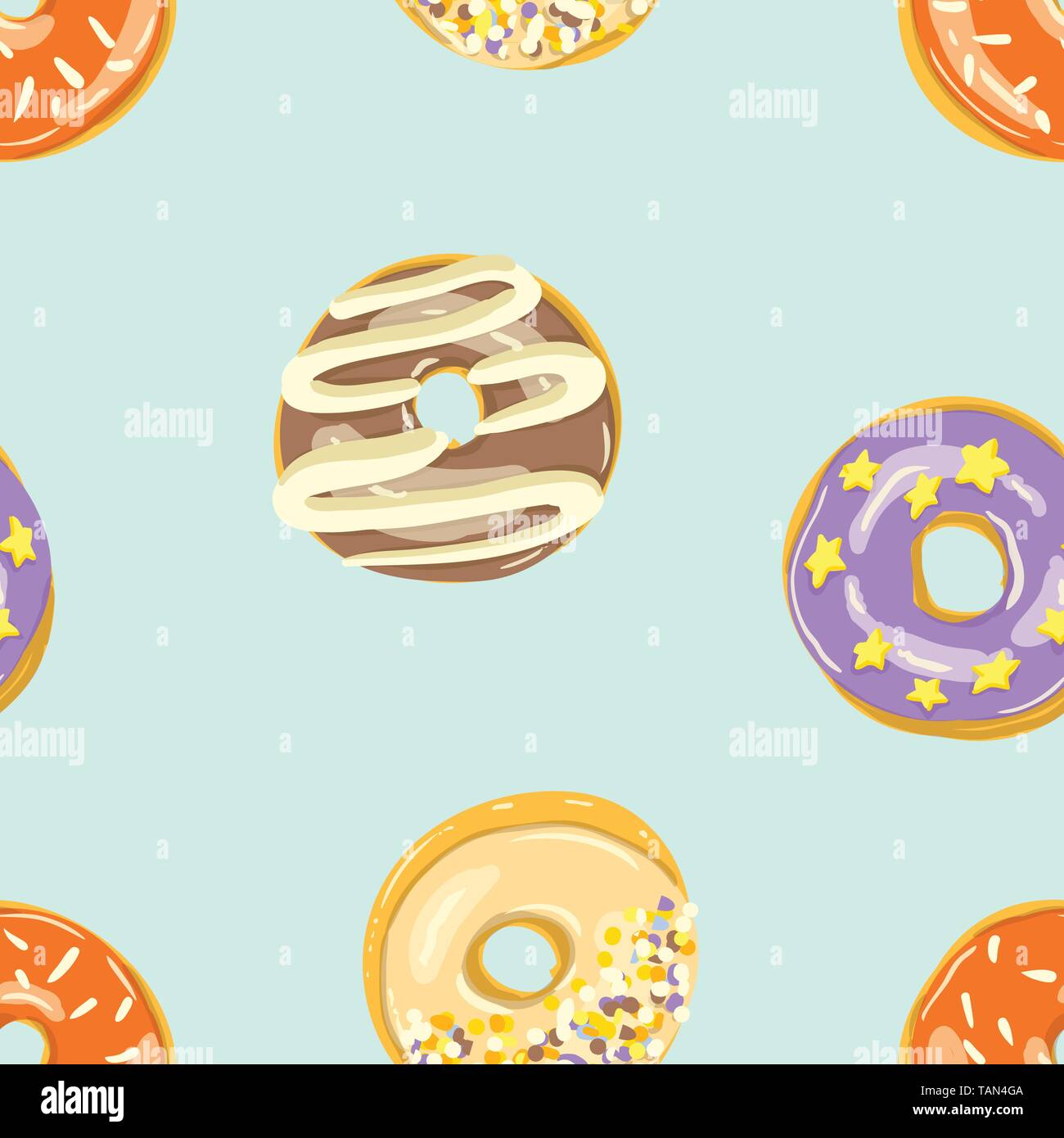Glazed Donuts seamless pattern. Bakery Vector illustration. Top View ...