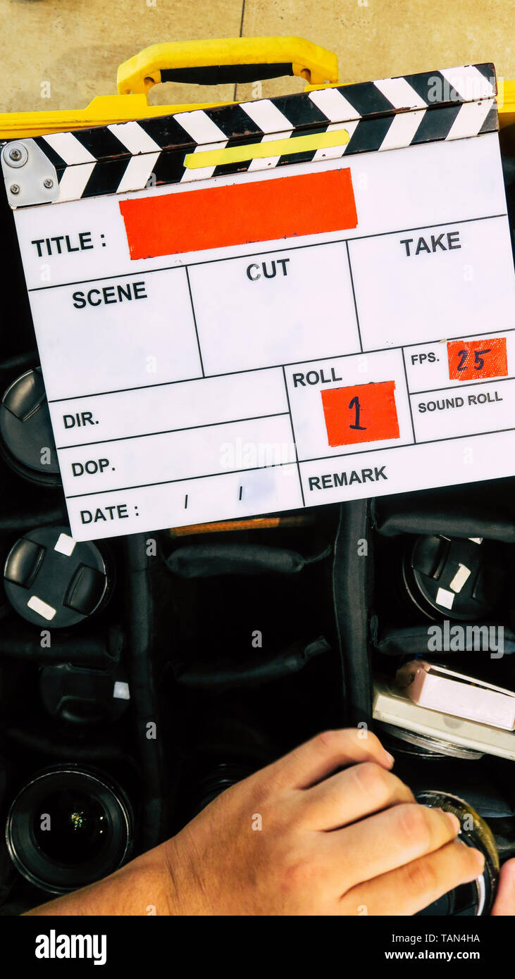 Clapper Board Example Film production crew, close up of movie Clapper board Stock Photo - Alamy