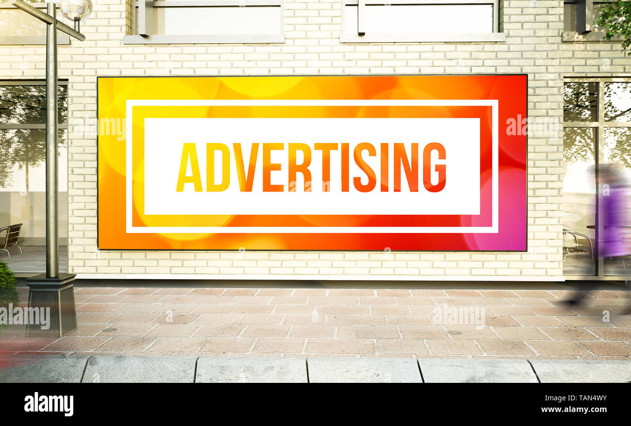 Download Big Horizontal Poster On Street Wall 3d Rendering Mockup Stock Photo Alamy
