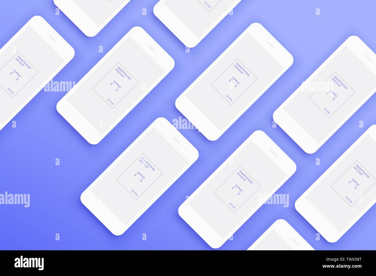 Background from Lot of Mockups white smartphones Stock Vector