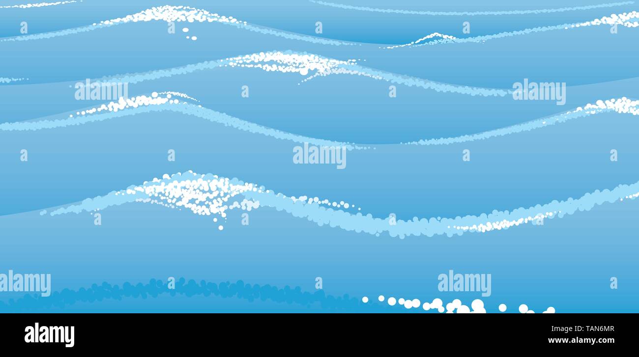 Blue marine waves at the sea. Vector illustration. Stock Vector