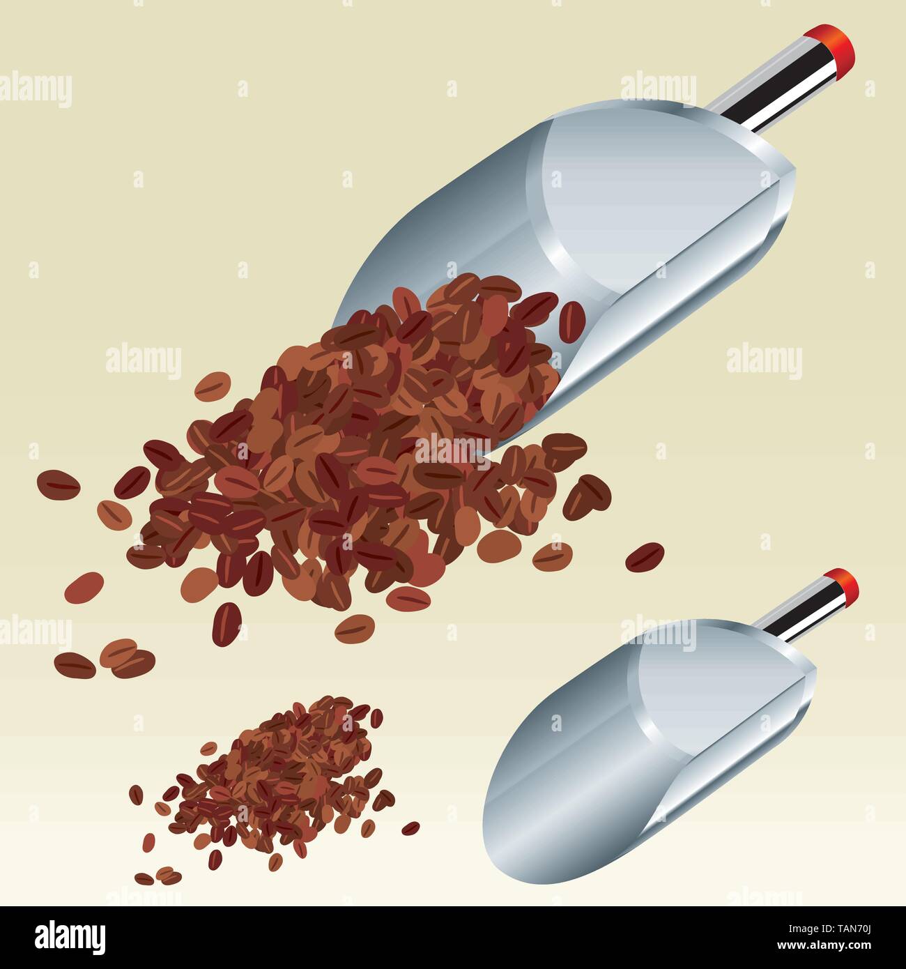 Vector illustration of coffee scoop illustration, full and empty Stock