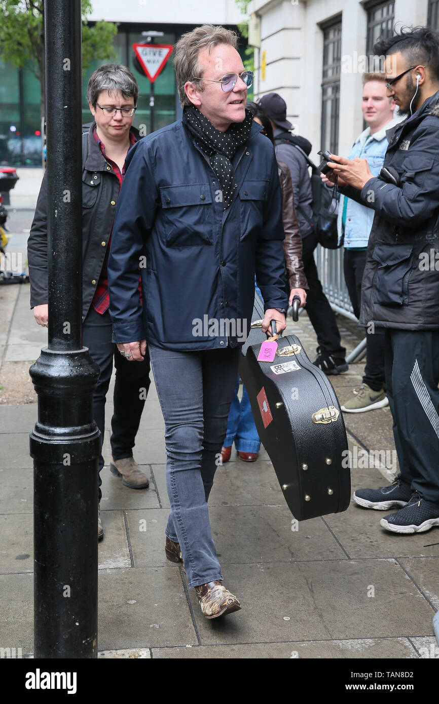Kiefer Sutherland and his fiance Cindy Vela go to various radio stations to promote his new album 'Reckless & Me'  Featuring: Kiefer Sutherland Where: London, United Kingdom When: 25 Apr 2019 Credit: WENN.com Stock Photo