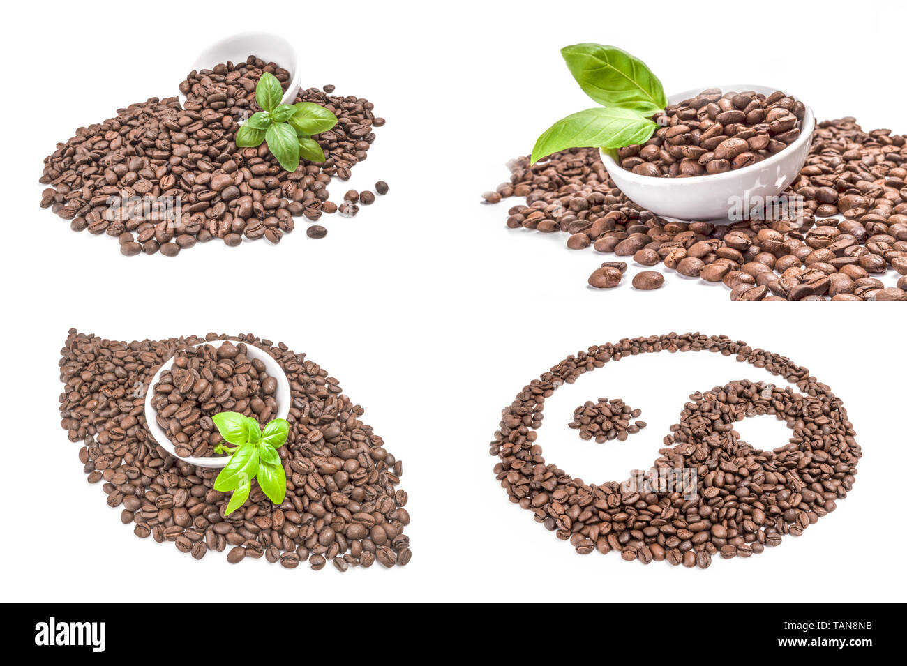 Collage of coffee beans isolated on a white background cutout Stock ...