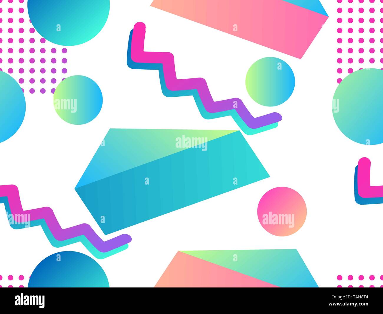 Geometric seamless pattern in memphis style of the 80s. Fluid gradient ...