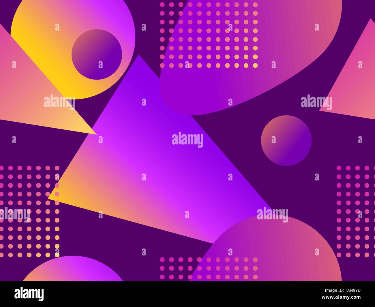 Geometric seamless pattern in memphis style of the 80s. Fluid gradient ...