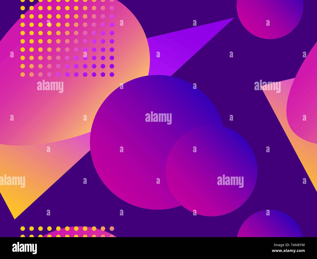 Geometric seamless pattern in memphis style of the 80s. Fluid gradient ...