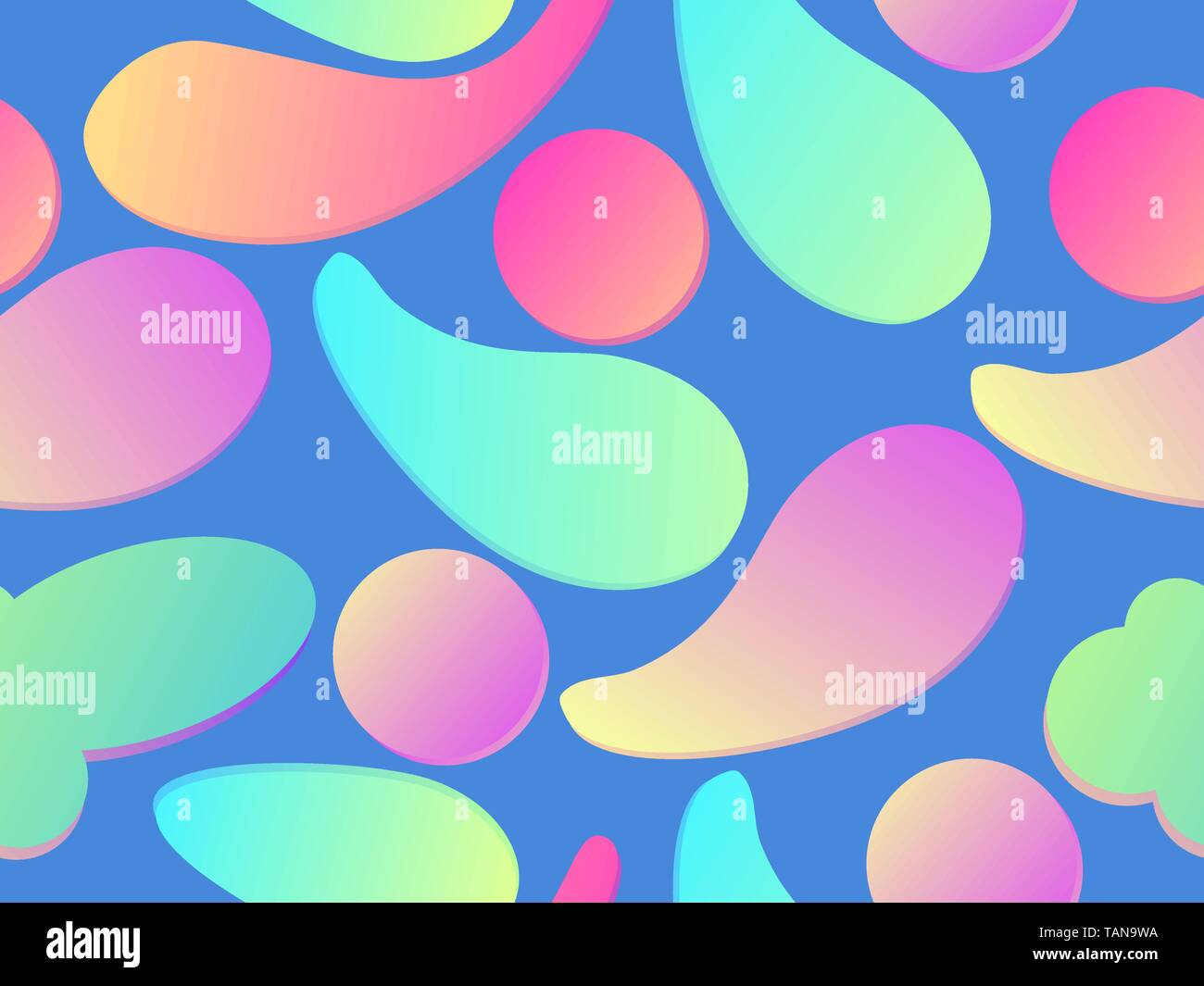 Gradient geometric shapes seamless patterns. Cover design with colorful liquid objects. Vector illustration Stock Vector