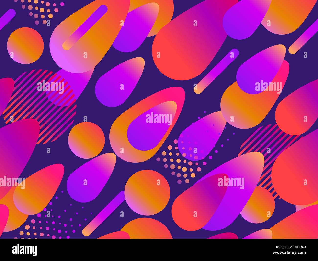 Geometric seamless pattern in memphis style of the 80s. Fluid gradient ...