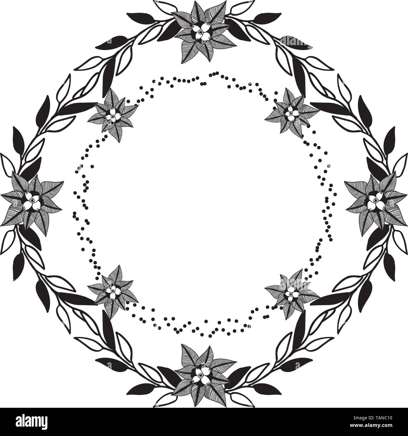 Vector illustration greeting card with drawing flower frame hand drawn ...