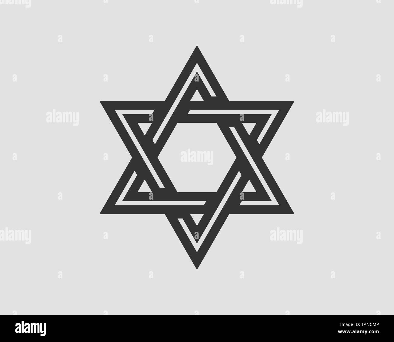 Jewish Star of David icon. Vector six pointed stars symbol. Stock Vector