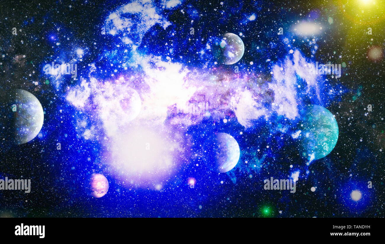 Colored nebula and open cluster of stars in the universe. Elements of this image furnished by NASA Stock Photo