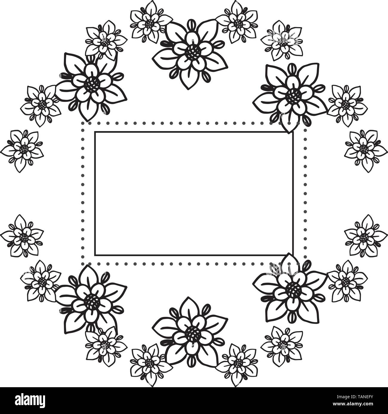 Simple Flower Pattern Frame Vector illustration pattern flower frame with beautiful design hand ...