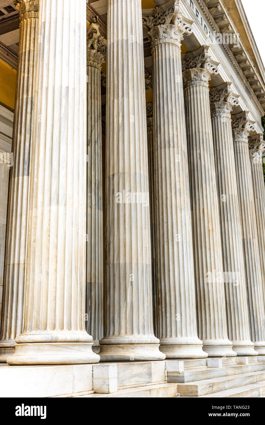 Pillar detail in Neoclassical building Zappeion in Athens, Greece Stock