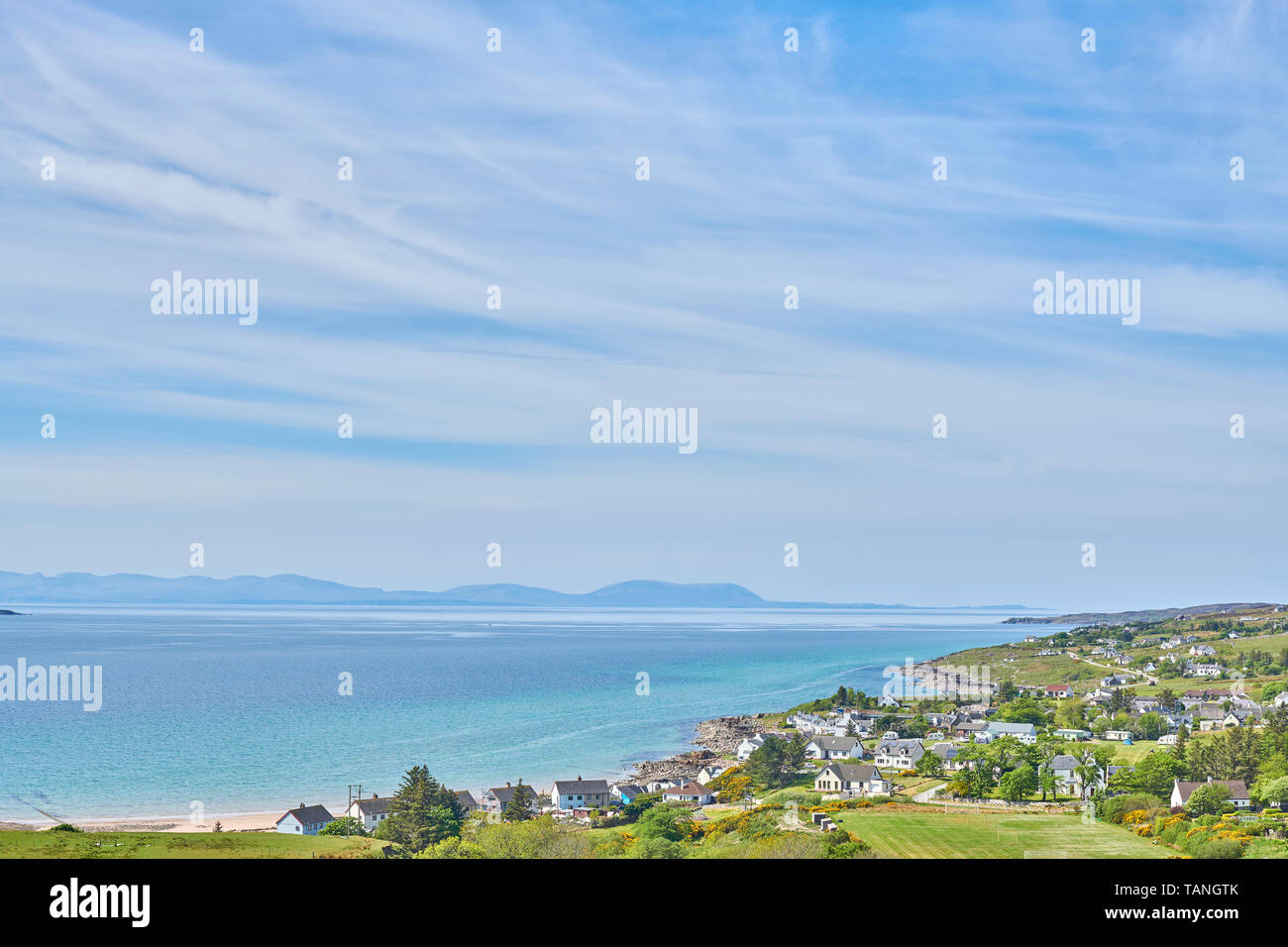 Fields farms farming homes houses village gairloch shoreline sea hires