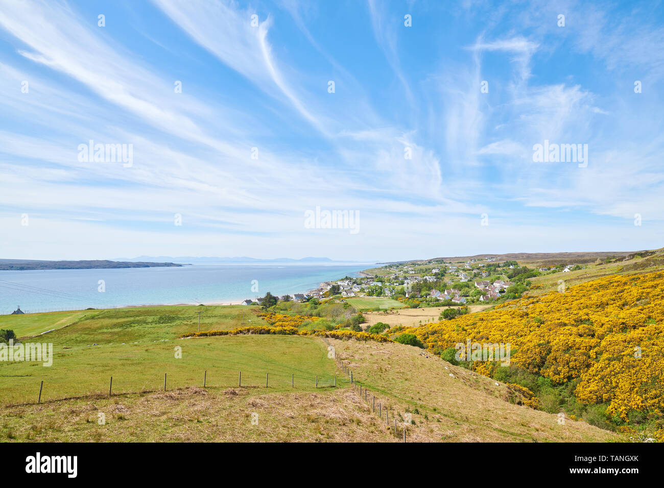 Fields farms farming homes houses village gairloch shoreline sea hires