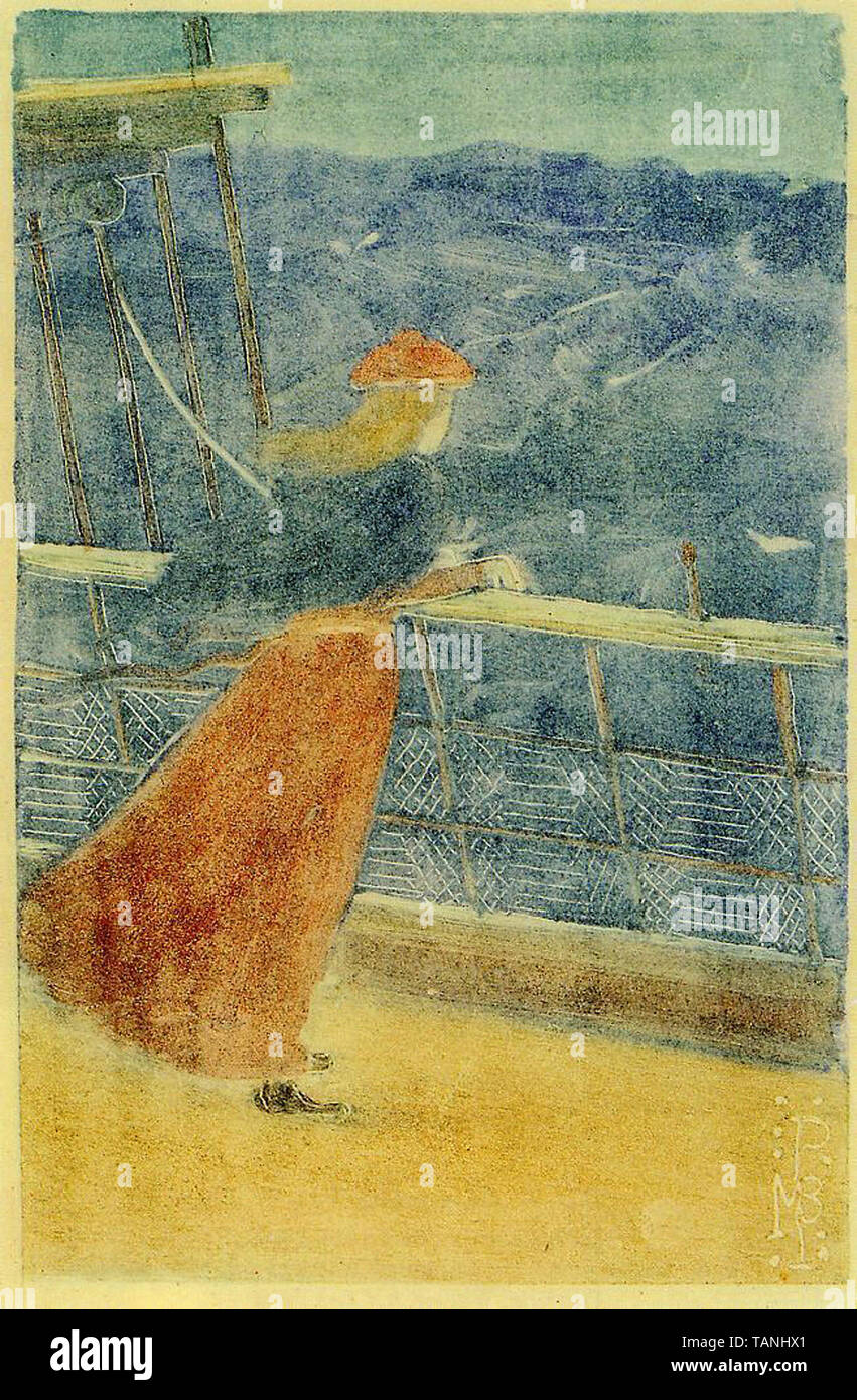 Maurice Prendergast - woman ship deck looking out se also known as girl ship s rail c 1895 Stock Photo