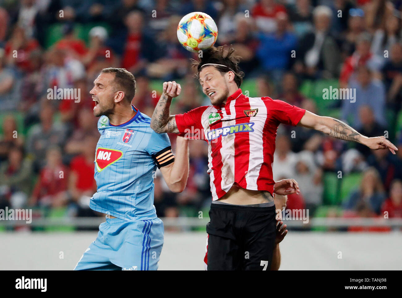 BUDAPEST, HUNGARY - FEBRUARY 15: (r-l) Roland Juhasz of MOL