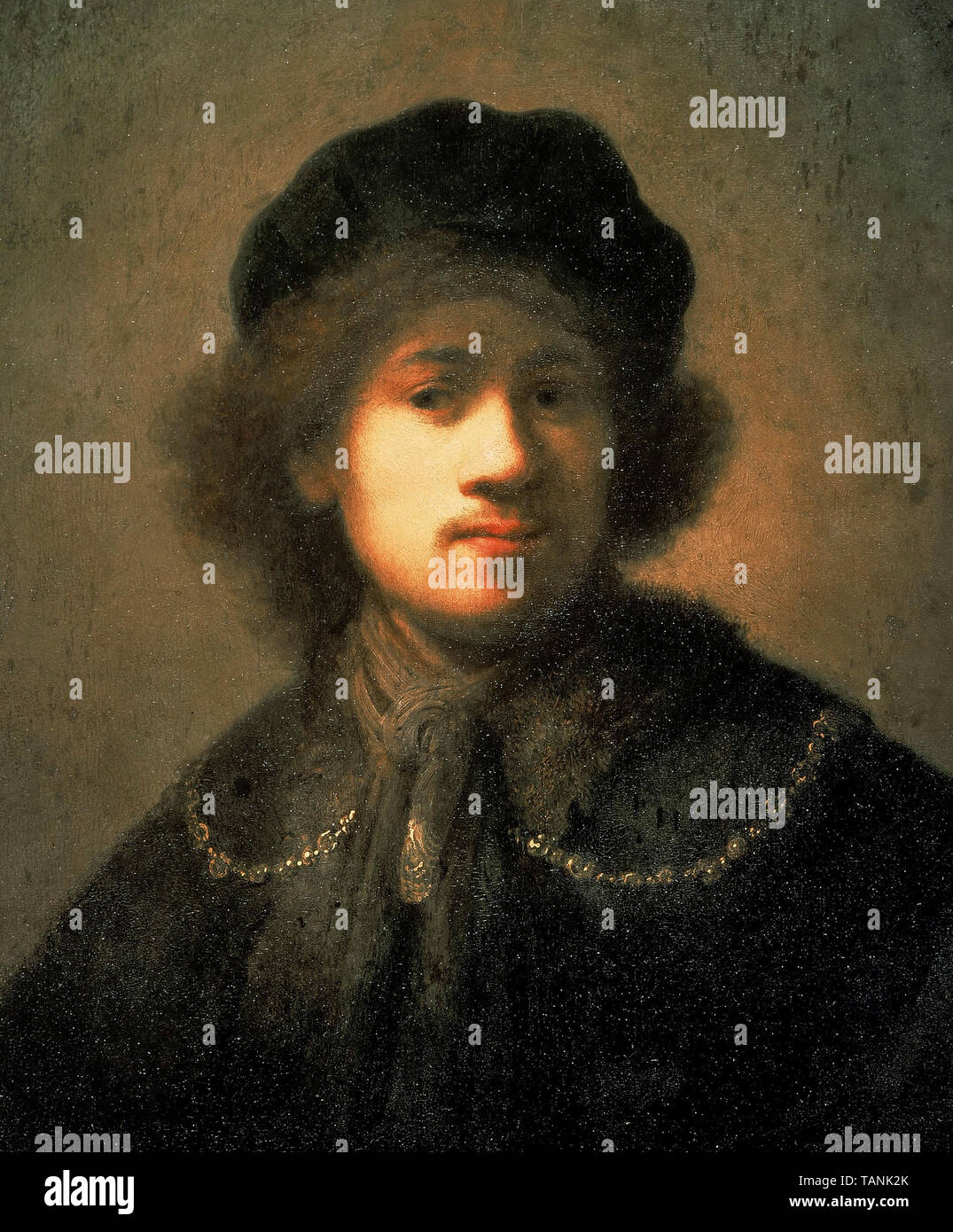 Rembrandt van Rijn, Portrait of the Artist as a Young Man, self portrait, circa 1630 Stock Photo