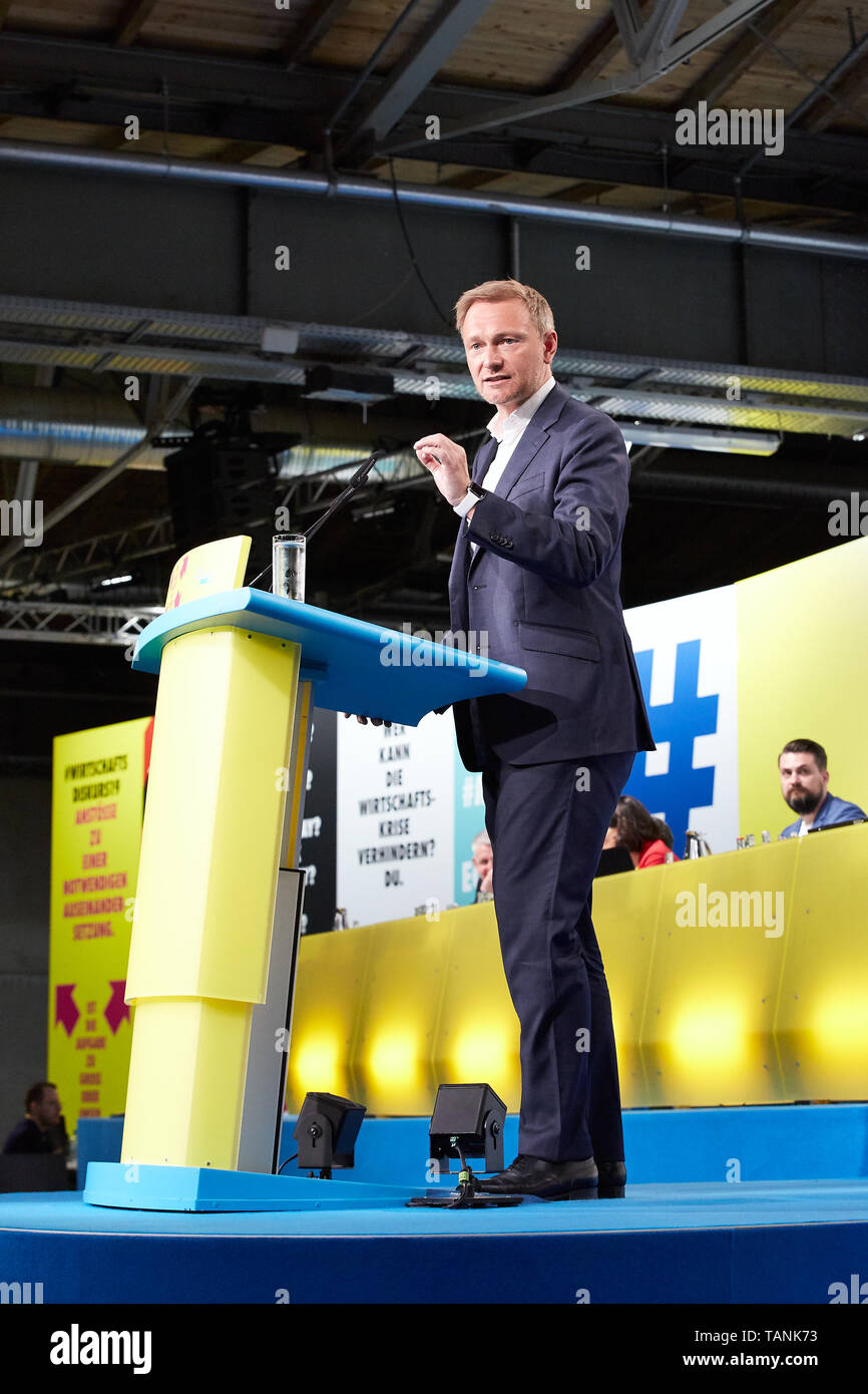 26.04.2019, Berlin, Berlin, Germany - Christian Lindner, Federal Chairman of the FDP, during his speech at the federal party conference. 00R190426D372 Stock Photo