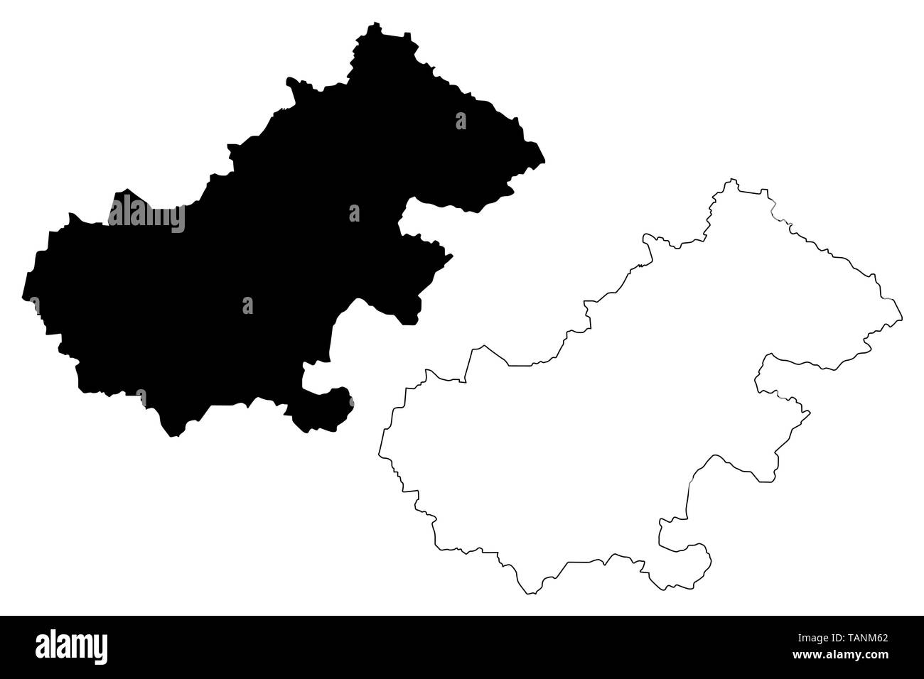 Satu Mare County (Administrative divisions of Romania, Nord-Vest development region) map vector illustration, scribble sketch Satu Mare map Stock Vector